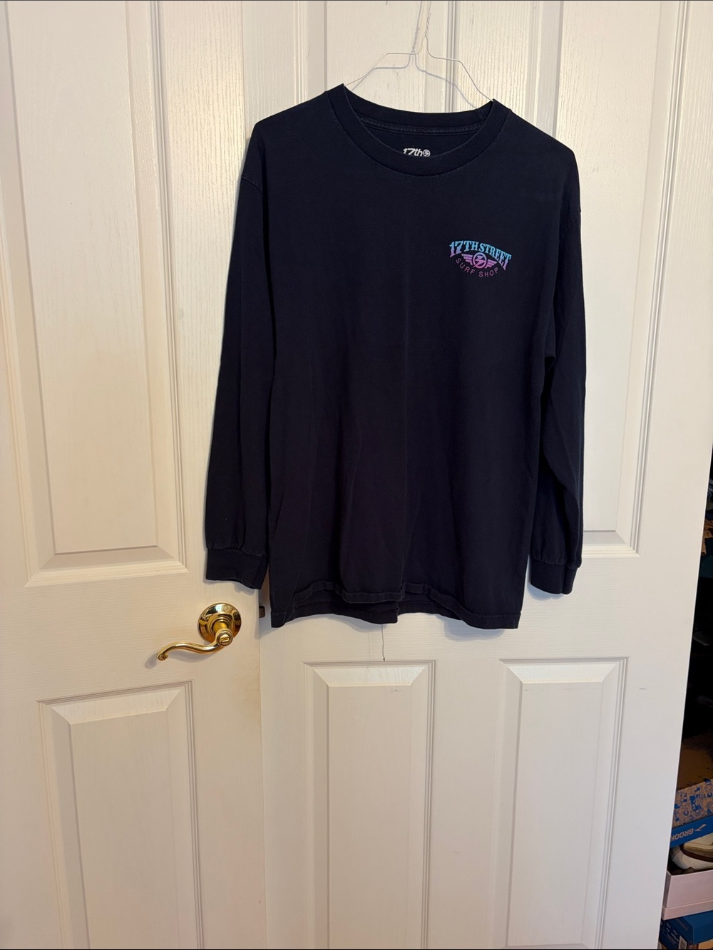 Dark Blue 17 TH Street Long Sleeve Tee with Small Chest Logo